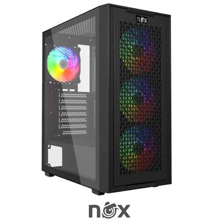 Boitier Gamer NOX NEXUS full Black plus 4Pcs Fans RGBBoitier Gamer NOX NEXUS full Black plus 4Pcs Fans RGB